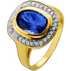 Tansanitring AAAA Gold 585 14K blauer Edelstein 3ct Brillanten 0.45ct