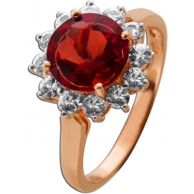 Granatring Rosegold 375 9K roter Almandin Edelstein 2.50ct weiße Topase