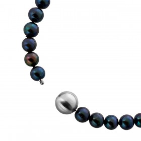 Tahiti Perlenkette 45cm schwarz anthrazit Perlen 10.4-9.9mm Edelstahl