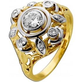 Brillantring Gold 585 14K Diamanten 0.69ct Antikschmuck 1920