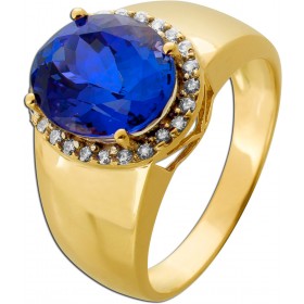 Tansanit Ring Gold 585 14K blauer Edelstein 7.5ct Brillanten 0.48ct 