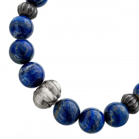 Lapislazuli Kette Silber 925 azurblaue Edelsteine 1800ct. Antikschmuck