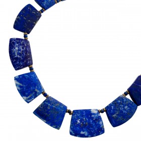 Lapislazuli Kette Silber vergoldet azurblaue Edelsteine Antikschmuck