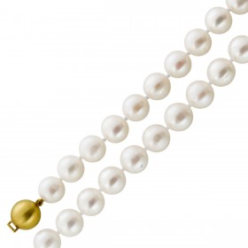 Perlenkette 44cm Süßwasser Perlen 9.5-8.9mm Gold 585 14 Karat