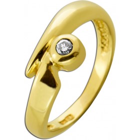 Solitärring Gold 585 14 Karat Brillant 0.05ct
