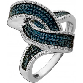 Brillantring Silber 925 weiße Brillanten blaue Diamanten 1.21ct