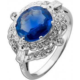 Saphir Ring Weißgold 750 18K blauer Edelstein 3ct Diamanten 0.72ct
