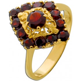 Granatring Gold 750 18K rote Almandine Edelsteine Antikschmuck