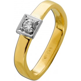 Brillantring Gold 585 14K Solitär Diamant 0.10ct Antikschmuck