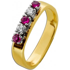Rubinring Gold 585 14K rote Rubine 0.30ct.Brillanten 0.12ct