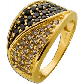 Diamantring Gold 585 14K schwarze champagner Brillanten 1ct Yin Yang