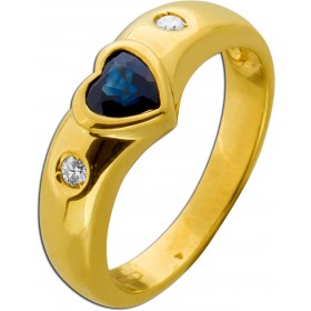 Saphirring Gold 750 18K blauer Edelstein Brillanten 0.04ct