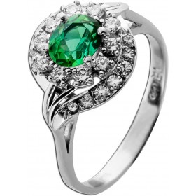 Turmalinring Weißgold 585 14K grüner Edelstein Diamanten Antikschmuck