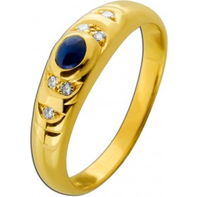 Saphirring Gold 750 18K blauer Edelstein 0.25ct Brillanten 0.04ct