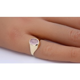 Rosenquarz Ring Gold 585 14K altrosa Edelstein 1.4ct Antikschmuck