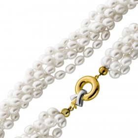 Perlenkette Süßwasserperlen 5.3-4.9mm Gold 585 14K