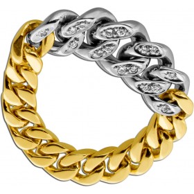 Kettenring Cuban Gold 585 Weißgold 14K Brillanten 0.16ct Iced Out