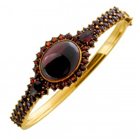 Granatarmband 18K Gold vergoldet rote Edelsteine Antikschmuck