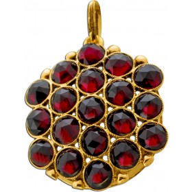 Granat Anhänger Gold 585 14K rote Edelsteine Antikschmuck 1900