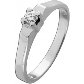 Solitärring Weißgold 585 14K Brillant 0.10ct Lupenrein