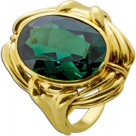 Turmalinring Gold 585 14K grüner Edelstein 5.8ct Antikschmuck