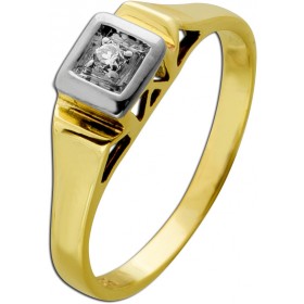 Solitärring Gold 585 14K Brillant 0.04ct Antikschmuck