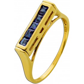 Saphirring Gold 375 9K hellblaue Edelsteine blaue Tansanite drehbar