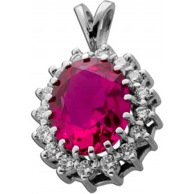 Diamant Anhänger Weißgold 750 18K synth. Korund