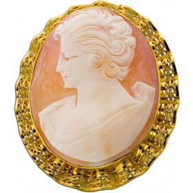 Kamee Achat Edelsteinbrosche Gold 500 12K Antikschmuck