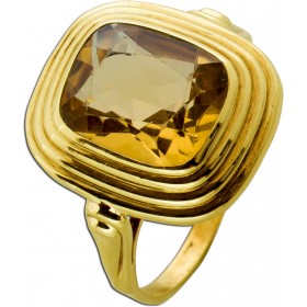 Citrinring Gold 333 8K honiggelber Edelstein Antikschmuck