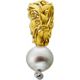 Perlen Anhänger Gold 750 18K Tahitiperle Brillanten 0.10ct
