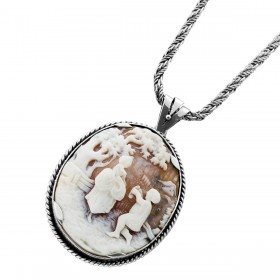 Kammee Collier Silber 800 Muschelschale Rokoko Design Antikschmuck