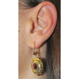 Granat Ohrhänger Gold 333 8K roten Edelsteine Antikschmuck