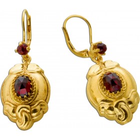 Granat Ohrhänger Gold 333 8K roten Edelsteine Antikschmuck