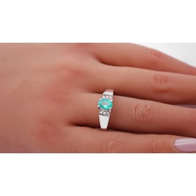 Smaragdring Silber 925 grüner Smaragd Brillanten Antikschmuck