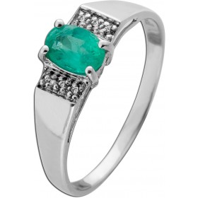 Smaragdring Silber 925 grüner Smaragd Brillanten Antikschmuck