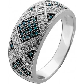 Diamantring Silber 925  54 blauen weissen Diamanten 0.30ct
