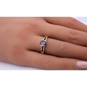 Tansanitring Gold 375 9K lila Tansanit blaue Saphire Antikschmuck