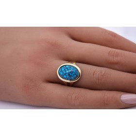 Türkisring Gold 333 8K türkisener Türkis Edelstein  Antikschmuck