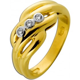 Brillantring Gold 750 Brillanten 0.09ct Weißgold 18K Antikschmuck