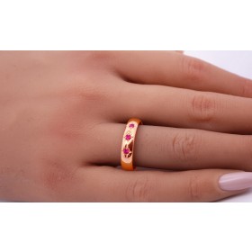 Rubinring Rosegold 585 14K rote Rubin Edelsteine 0.30ct Antikschmuck