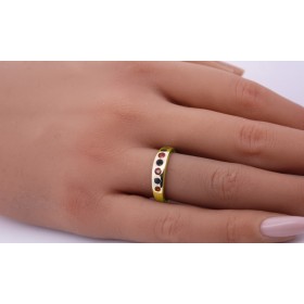 Rubinring Gelbgold 585 14K rote Rubine blaue Saphire 0.70ct.