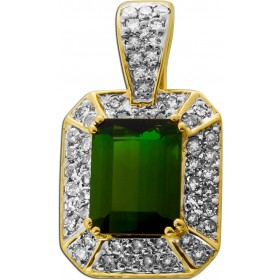 Brillant Anhänger Gold 585 14K grüner Turmalin 2.5ct Diamanten 0.50ct