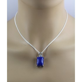 Diamant Anhänger Silber 925 azurblauer Lapislazuli 22.9ct Diamant 0.04ct