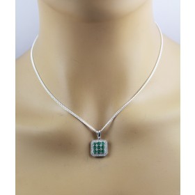 Topas Anhänger Silber 925 grüne Smaragde 0.80ct weiße Topase 0.24ct