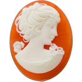 Kammee Brosche Gold vergoldet rostbraune Achatplatte Frauenkopfbüste Antikschmuck