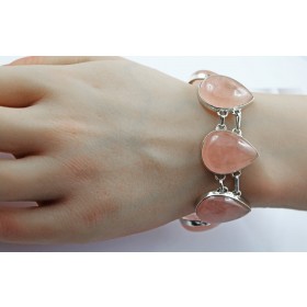 Rosenquarz Armband Silber 925 pastell rosa Rosenquarz Edelsteine 155ct