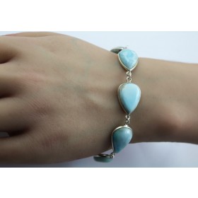Larimar Armband Silber 925 hellblaue Larimar Edelsteine 76ct