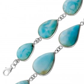 Larimar Armband Silber 925 hellblaue Larimar Edelsteine 76ct