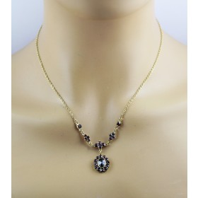 Granat Kette Gold 333 8K weinrote Granat Edelsteine 5.2ct Antikschmuck